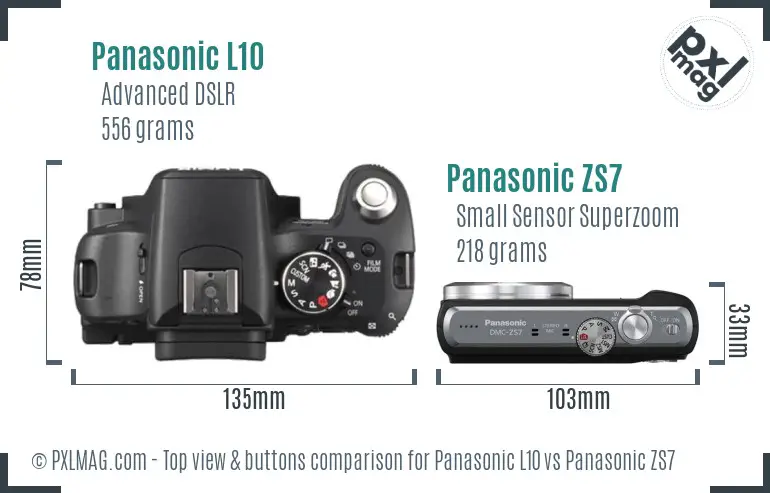 Panasonic L10 vs Panasonic ZS7 top view buttons comparison
