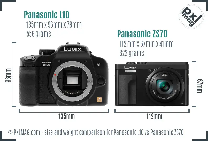 Panasonic L10 vs Panasonic ZS70 size comparison