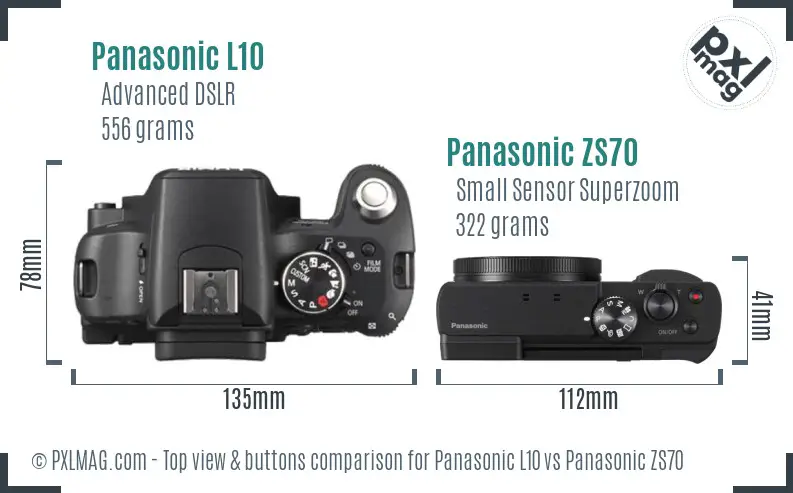 Panasonic L10 vs Panasonic ZS70 top view buttons comparison