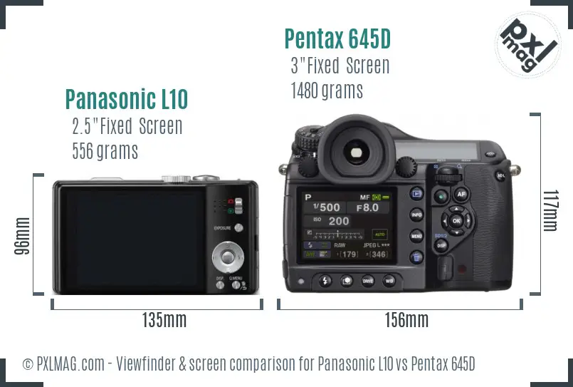 Panasonic L10 vs Pentax 645D Screen and Viewfinder comparison