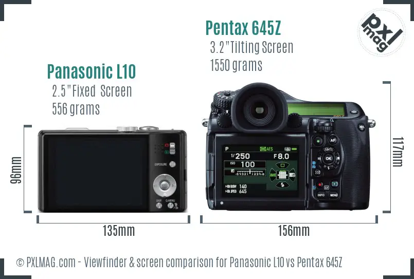 Panasonic L10 vs Pentax 645Z Screen and Viewfinder comparison