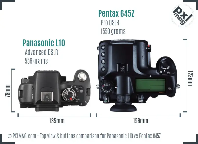 Panasonic L10 vs Pentax 645Z top view buttons comparison