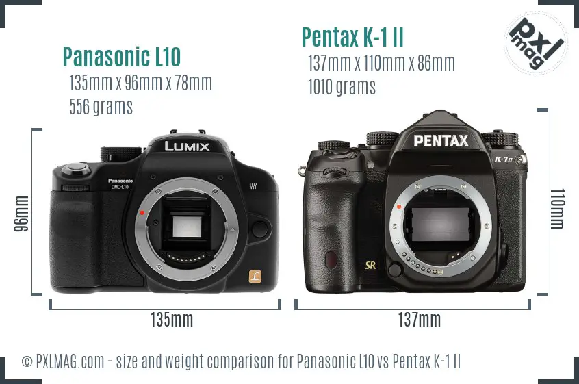 Panasonic L10 vs Pentax K-1 II size comparison