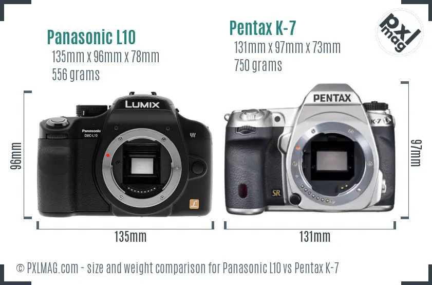 Panasonic L10 vs Pentax K-7 size comparison