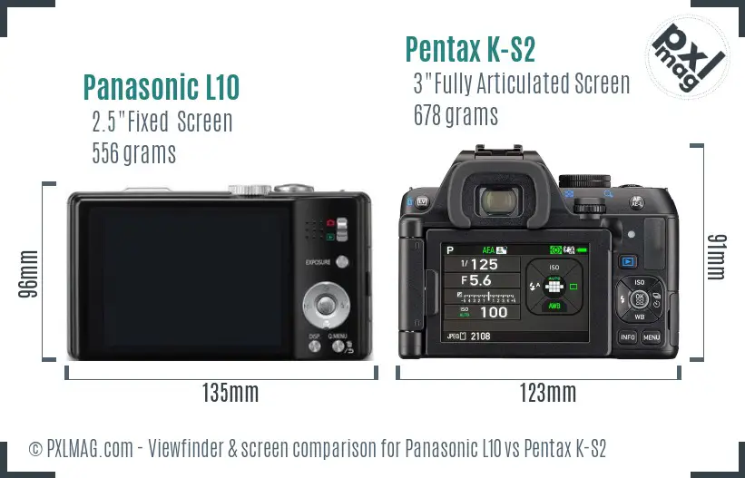 Panasonic L10 vs Pentax K-S2 Screen and Viewfinder comparison