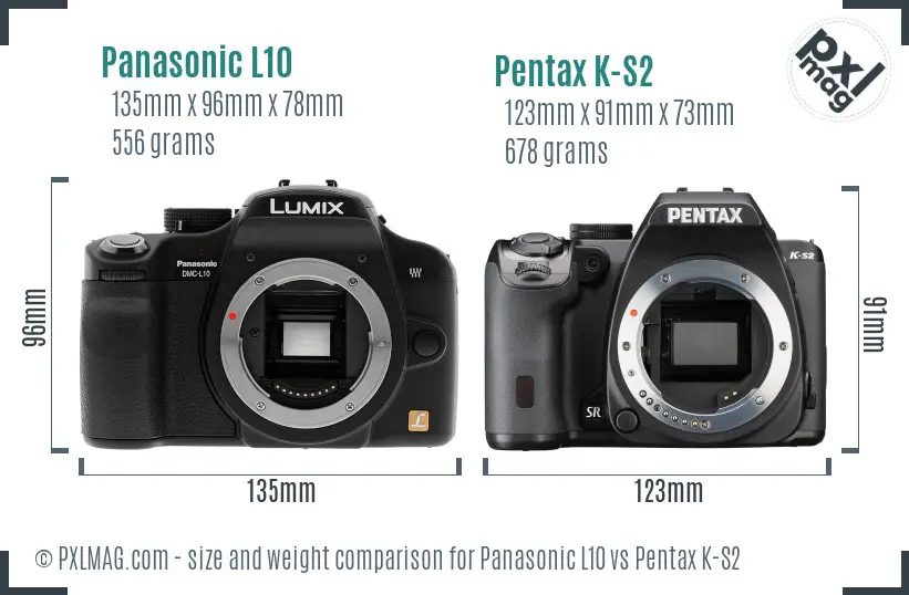 Panasonic L10 vs Pentax K-S2 size comparison