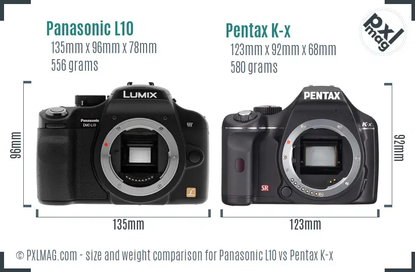 Panasonic L10 vs Pentax K-x size comparison