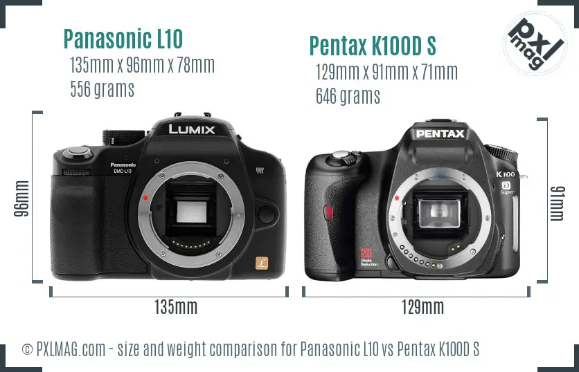 Panasonic L10 vs Pentax K100D S size comparison