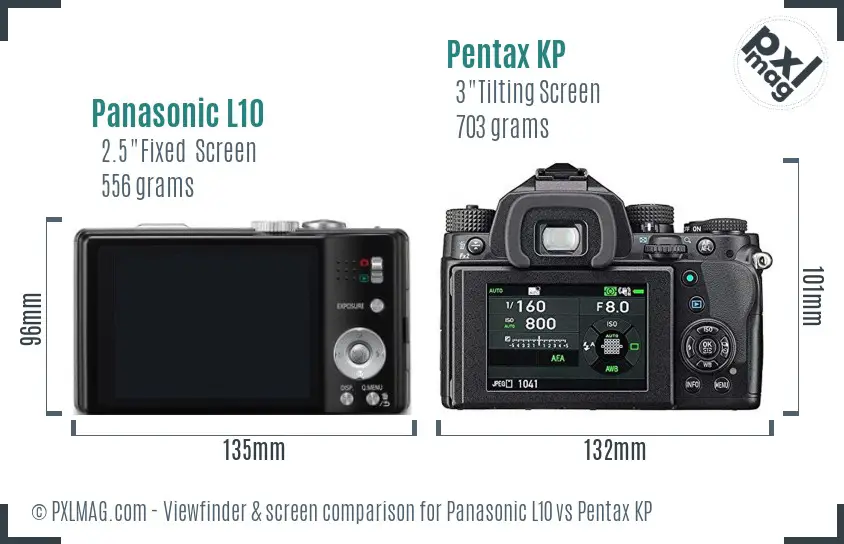 Panasonic L10 vs Pentax KP Screen and Viewfinder comparison