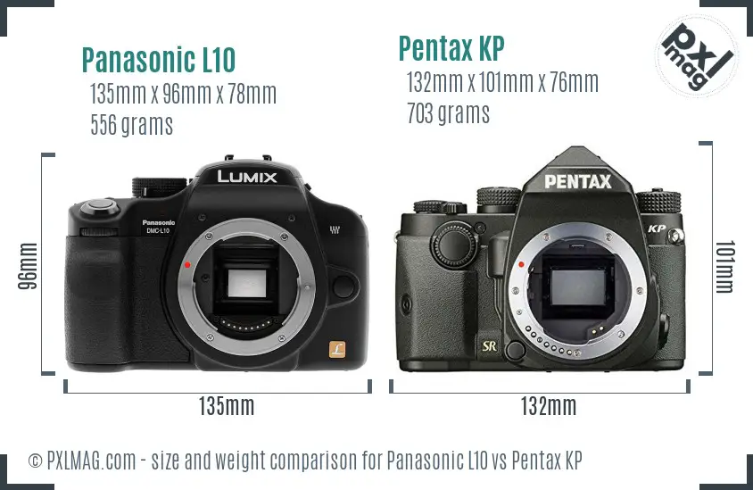 Panasonic L10 vs Pentax KP size comparison