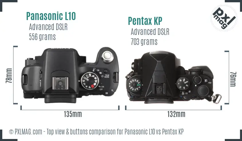 Panasonic L10 vs Pentax KP top view buttons comparison