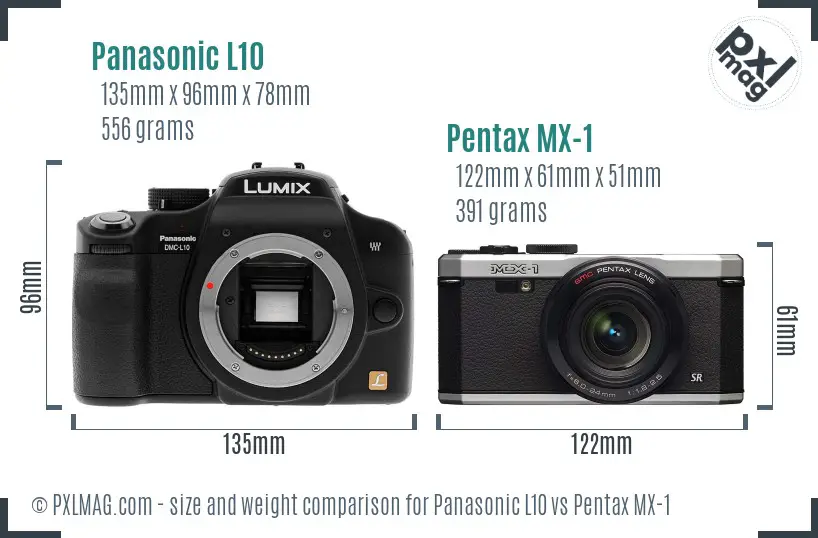 Panasonic L10 vs Pentax MX-1 size comparison