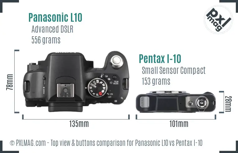 Panasonic L10 vs Pentax I-10 top view buttons comparison