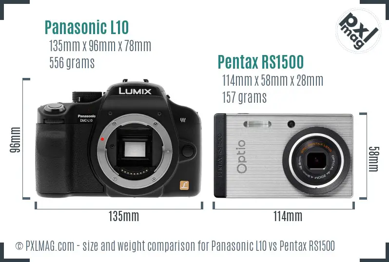 Panasonic L10 vs Pentax RS1500 size comparison