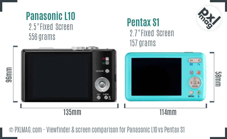 Panasonic L10 vs Pentax S1 Screen and Viewfinder comparison