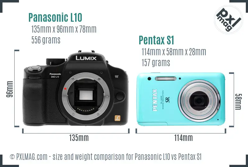 Panasonic L10 vs Pentax S1 size comparison