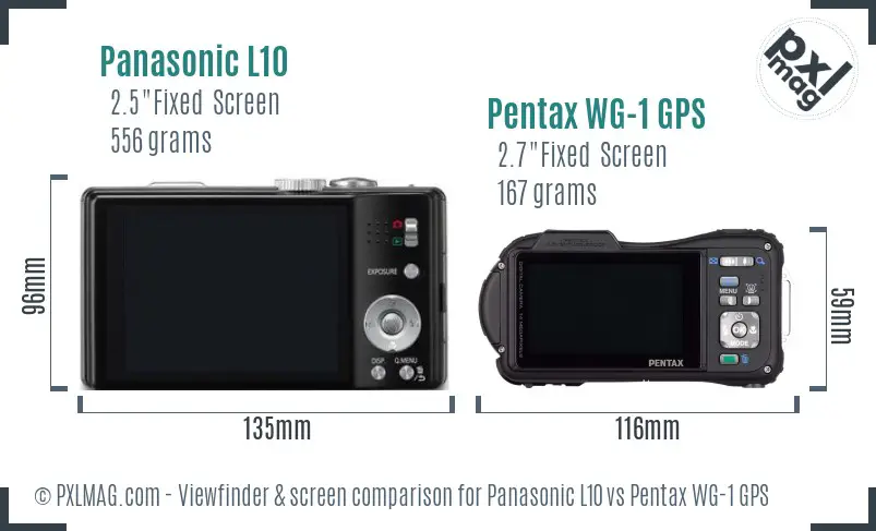 Panasonic L10 vs Pentax WG-1 GPS Screen and Viewfinder comparison