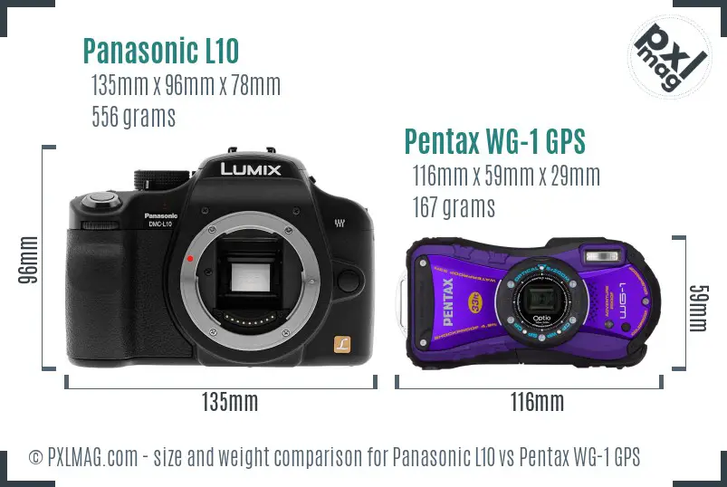 Panasonic L10 vs Pentax WG-1 GPS size comparison