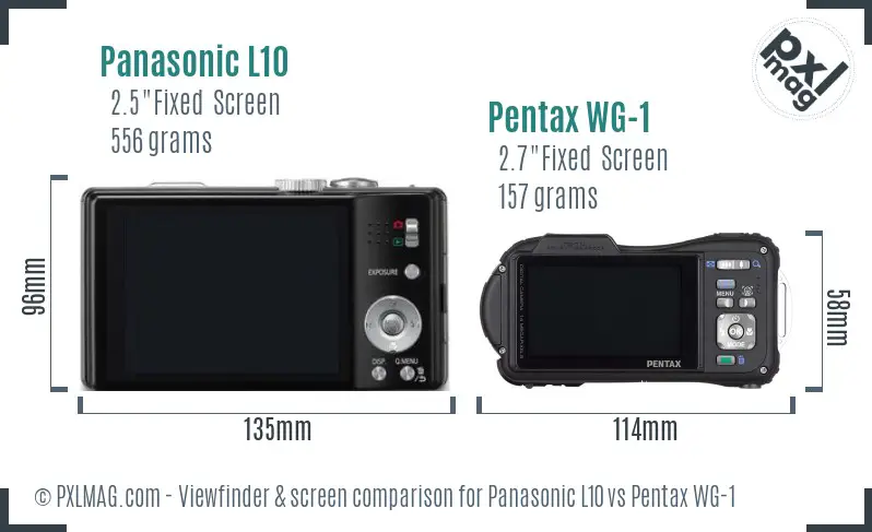 Panasonic L10 vs Pentax WG-1 Screen and Viewfinder comparison