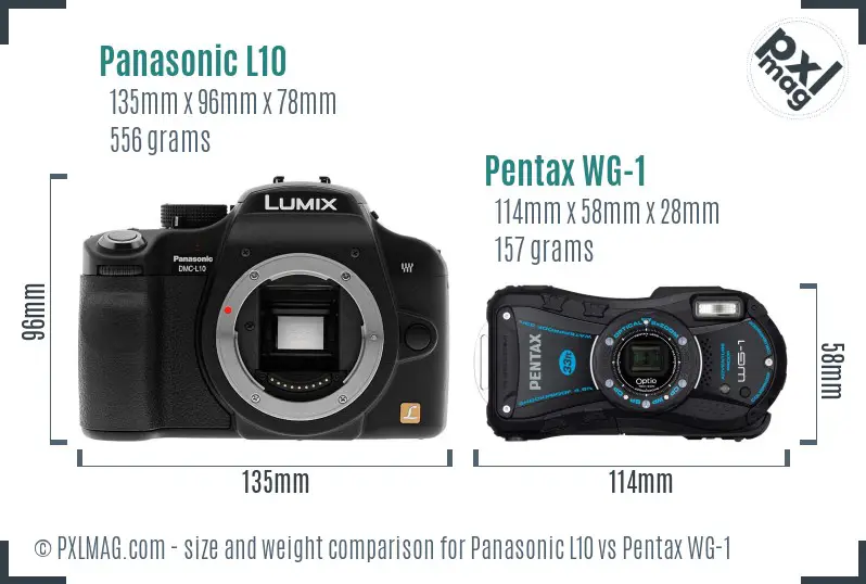 Panasonic L10 vs Pentax WG-1 size comparison