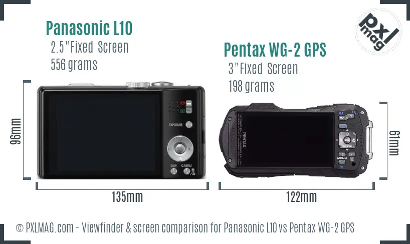 Panasonic L10 vs Pentax WG-2 GPS Screen and Viewfinder comparison