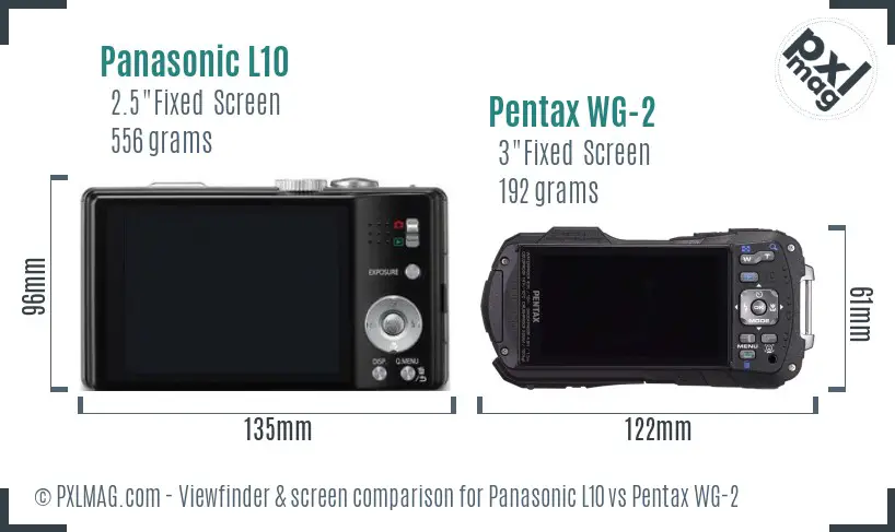Panasonic L10 vs Pentax WG-2 Screen and Viewfinder comparison