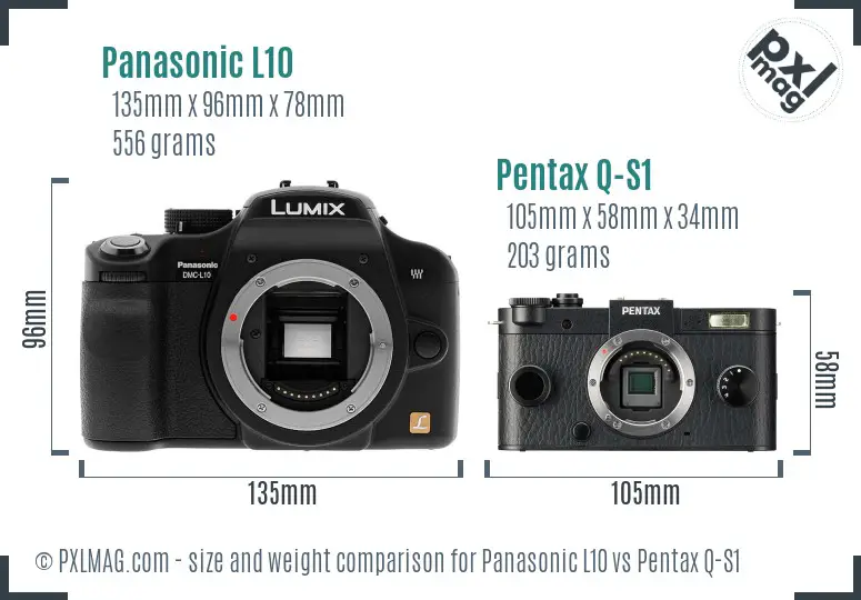 Panasonic L10 vs Pentax Q-S1 size comparison
