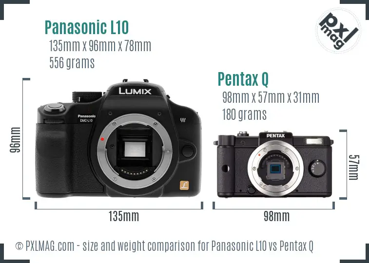 Panasonic L10 vs Pentax Q size comparison
