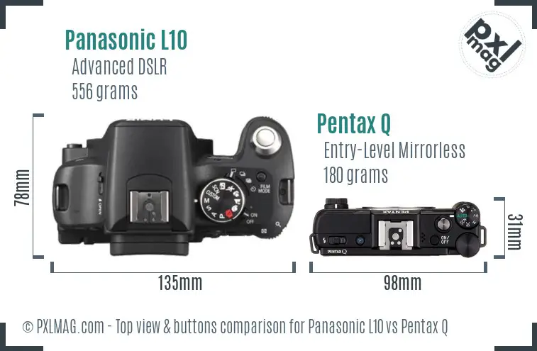 Panasonic L10 vs Pentax Q top view buttons comparison