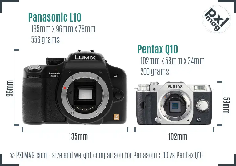 Panasonic L10 vs Pentax Q10 size comparison