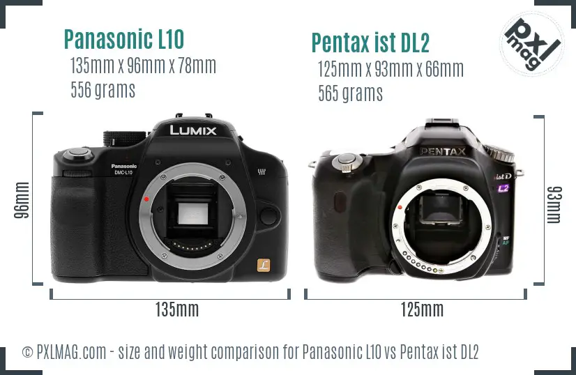 Panasonic L10 vs Pentax ist DL2 size comparison