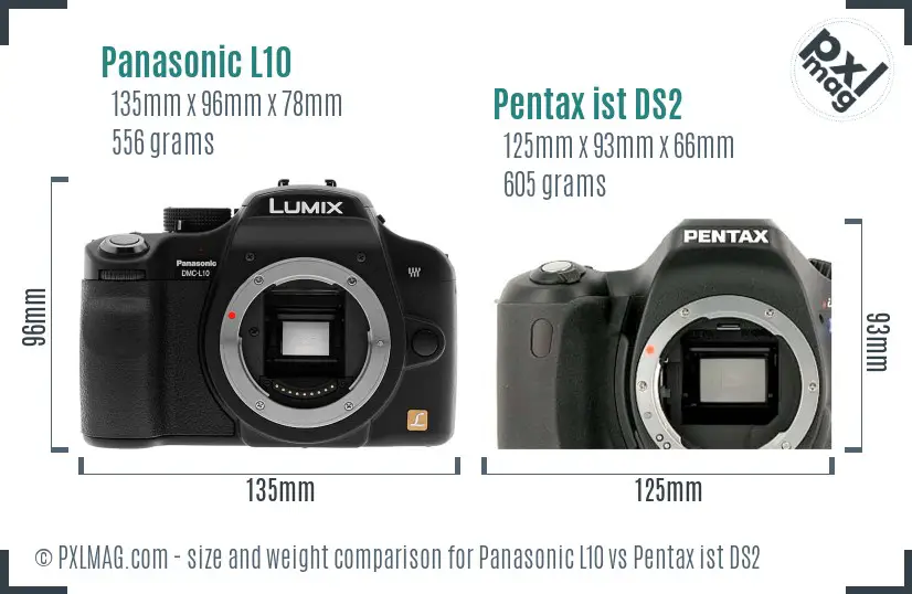 Panasonic L10 vs Pentax ist DS2 size comparison