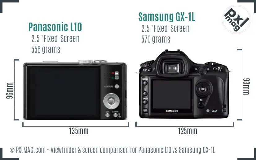 Panasonic L10 vs Samsung GX-1L Screen and Viewfinder comparison