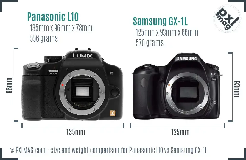 Panasonic L10 vs Samsung GX-1L size comparison