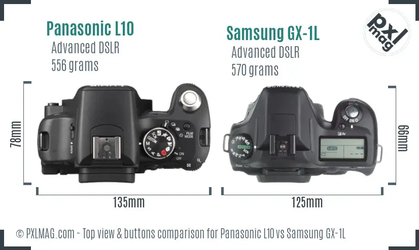 Panasonic L10 vs Samsung GX-1L top view buttons comparison