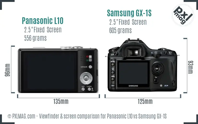 Panasonic L10 vs Samsung GX-1S Screen and Viewfinder comparison