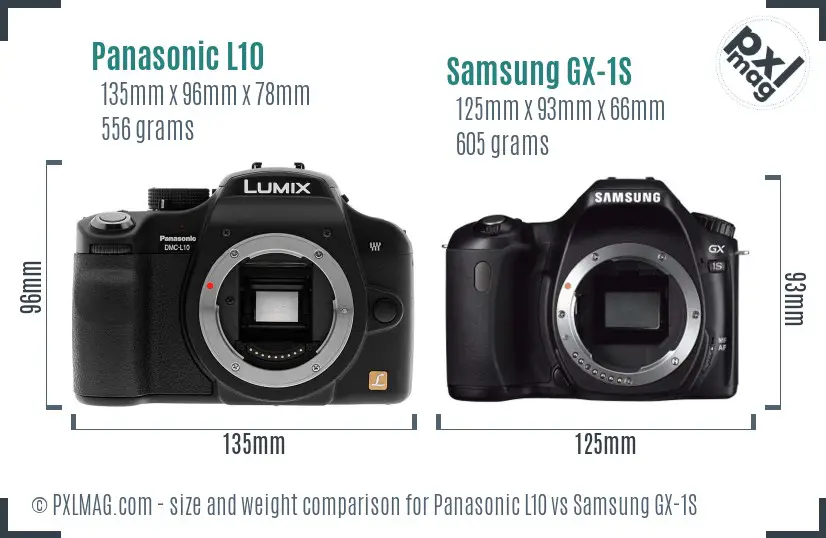 Panasonic L10 vs Samsung GX-1S size comparison