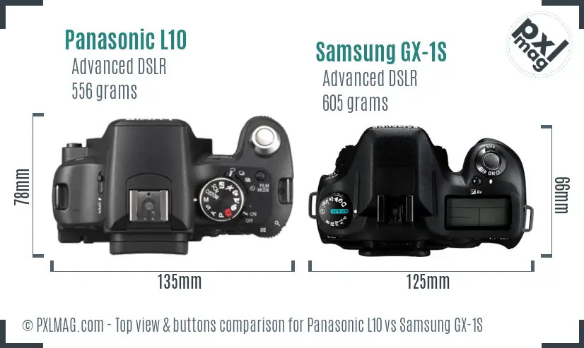 Panasonic L10 vs Samsung GX-1S top view buttons comparison