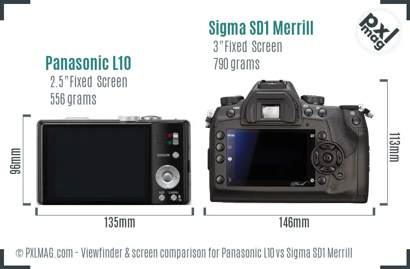 Panasonic L10 vs Sigma SD1 Merrill Screen and Viewfinder comparison