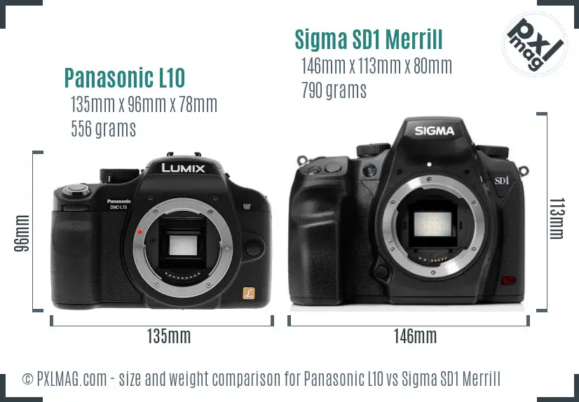 Panasonic L10 vs Sigma SD1 Merrill size comparison