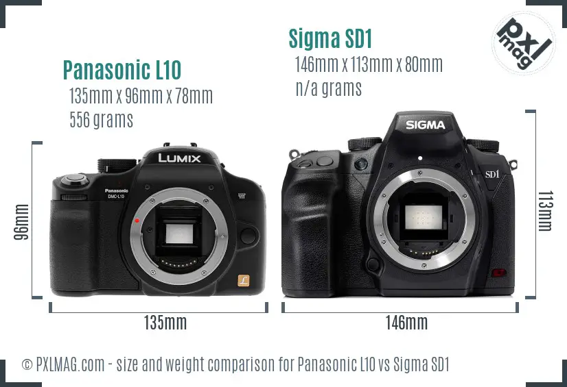 Panasonic L10 vs Sigma SD1 size comparison