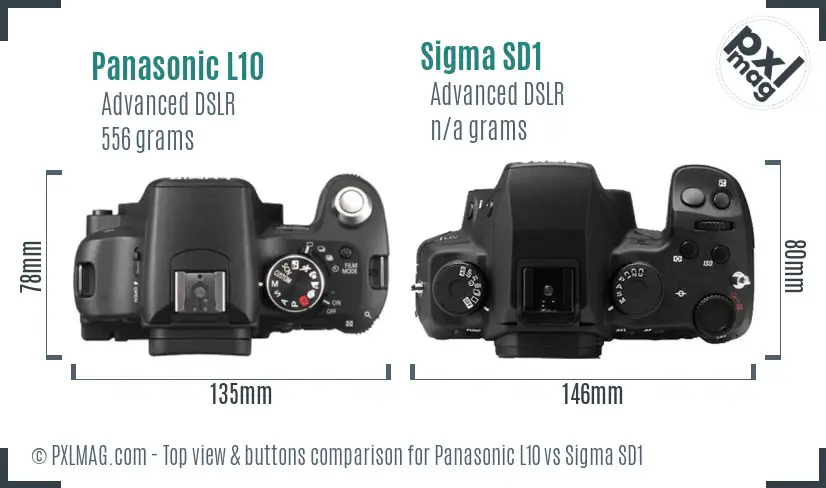 Panasonic L10 vs Sigma SD1 top view buttons comparison