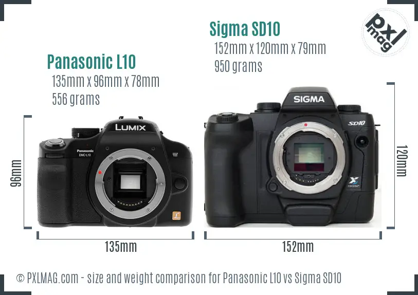 Panasonic L10 vs Sigma SD10 size comparison