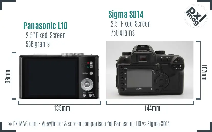 Panasonic L10 vs Sigma SD14 Screen and Viewfinder comparison