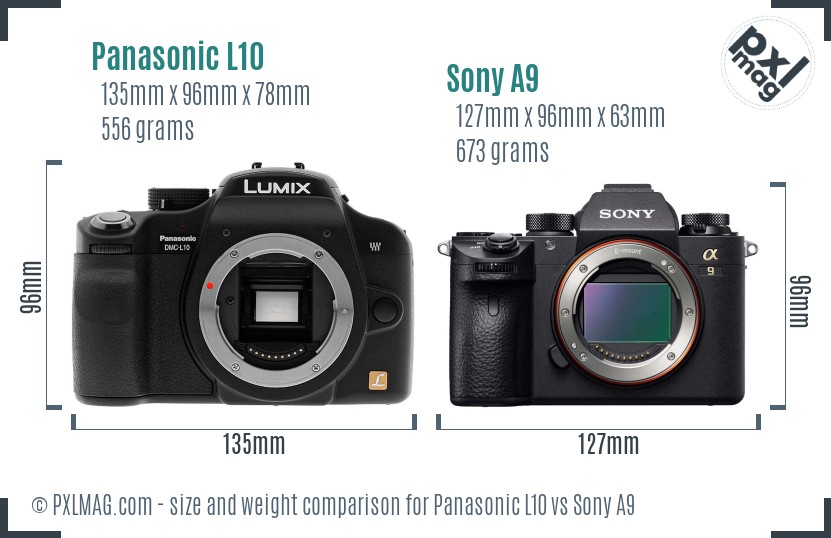 Panasonic L10 vs Sony A9 size comparison Panasonic L10 vs Sony A9 size comparison