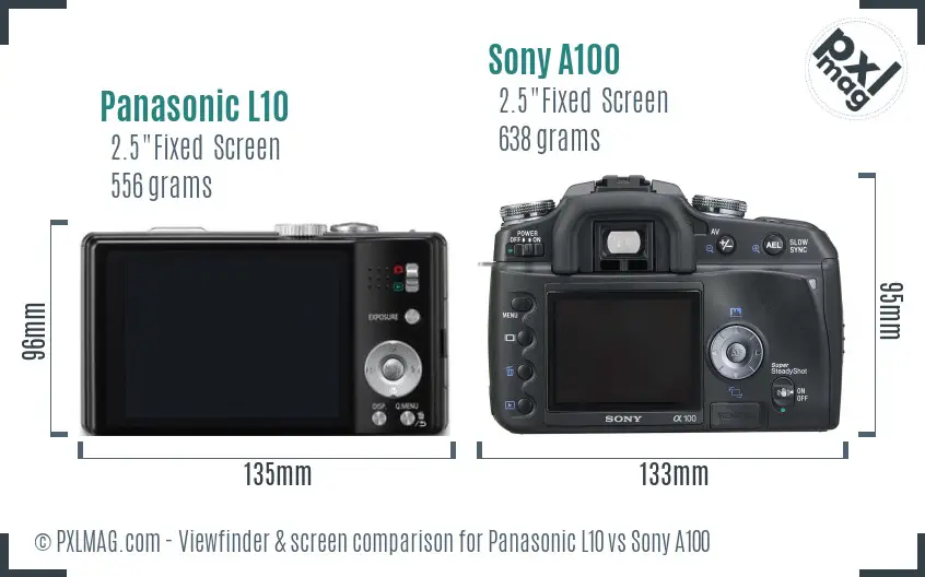 Panasonic L10 vs Sony A100 Screen and Viewfinder comparison Panasonic L10 vs Sony A100 Screen and Viewfinder comparison