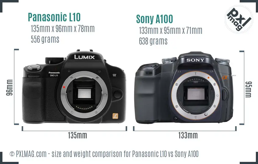 Panasonic L10 vs Sony A100 size comparison Panasonic L10 vs Sony A100 size comparison