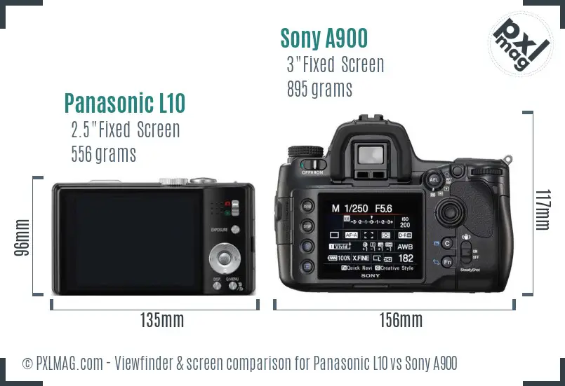 Panasonic L10 vs Sony A900 Screen and Viewfinder comparison