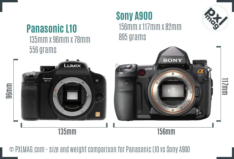 Panasonic L10 vs Sony A900 size comparison