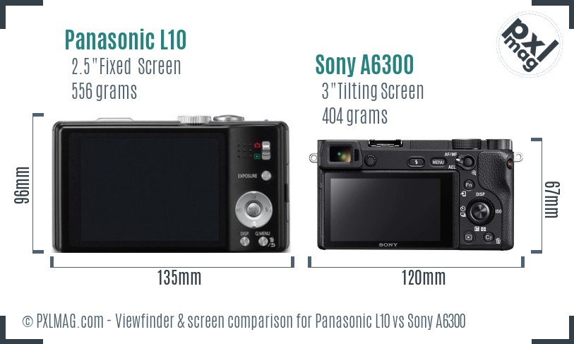 Panasonic L10 vs Sony A6300 Screen and Viewfinder comparison